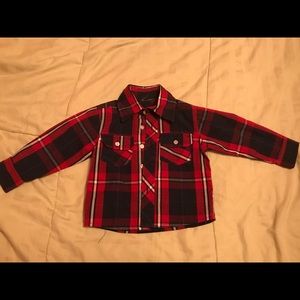 Red and black button down